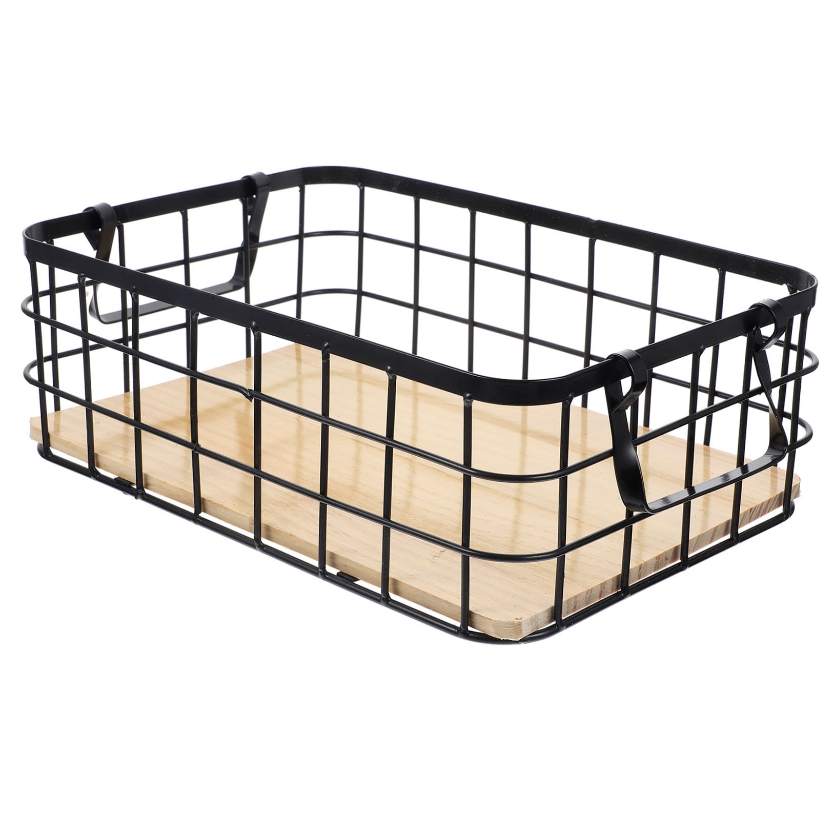 OUNONA Black Wire Kitchen Storage Basket Organizer Holder for Pantry Countertop - 1 Piece
