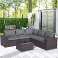 thumbnail image 6 of Gotland 6 Pieces Patio Conversation Set Outdoor Sectional Sofa Set PE Rattan Sectional sofa Set (grey), 6 of 7