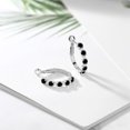 thumbnail image 4 of Gem Stone King 925 Sterling Silver Women Hoop Earrings Black Diamond White Created Sapphire (1.32 Cttw, Round Cut, 3/7 inch Diameter), 4 of 4