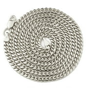 LoveBling 10k White Gold 2.5mm Solid Miami Cuban Link Chain Necklace with Lobster Lock (22")