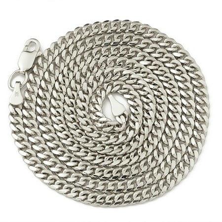 LoveBling 10k White Gold 2.5mm Solid Miami Cuban Link Chain Necklace with Lobster Lock (22")
