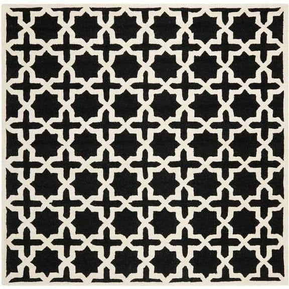 SAFAVIEH Cambridge Liz Geometric Wool Area Rug, Black/Ivory, 5' x 8'