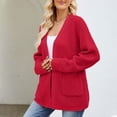 thumbnail image 5 of Yyeselk Cardigan for Women 2023 Fall Winter Long Sleeve Open Front Loose Chunky Cable Knit V Neck Solid Color Slouchy Warm Cardigan Sweater with Pockets Red XXL, 5 of 6