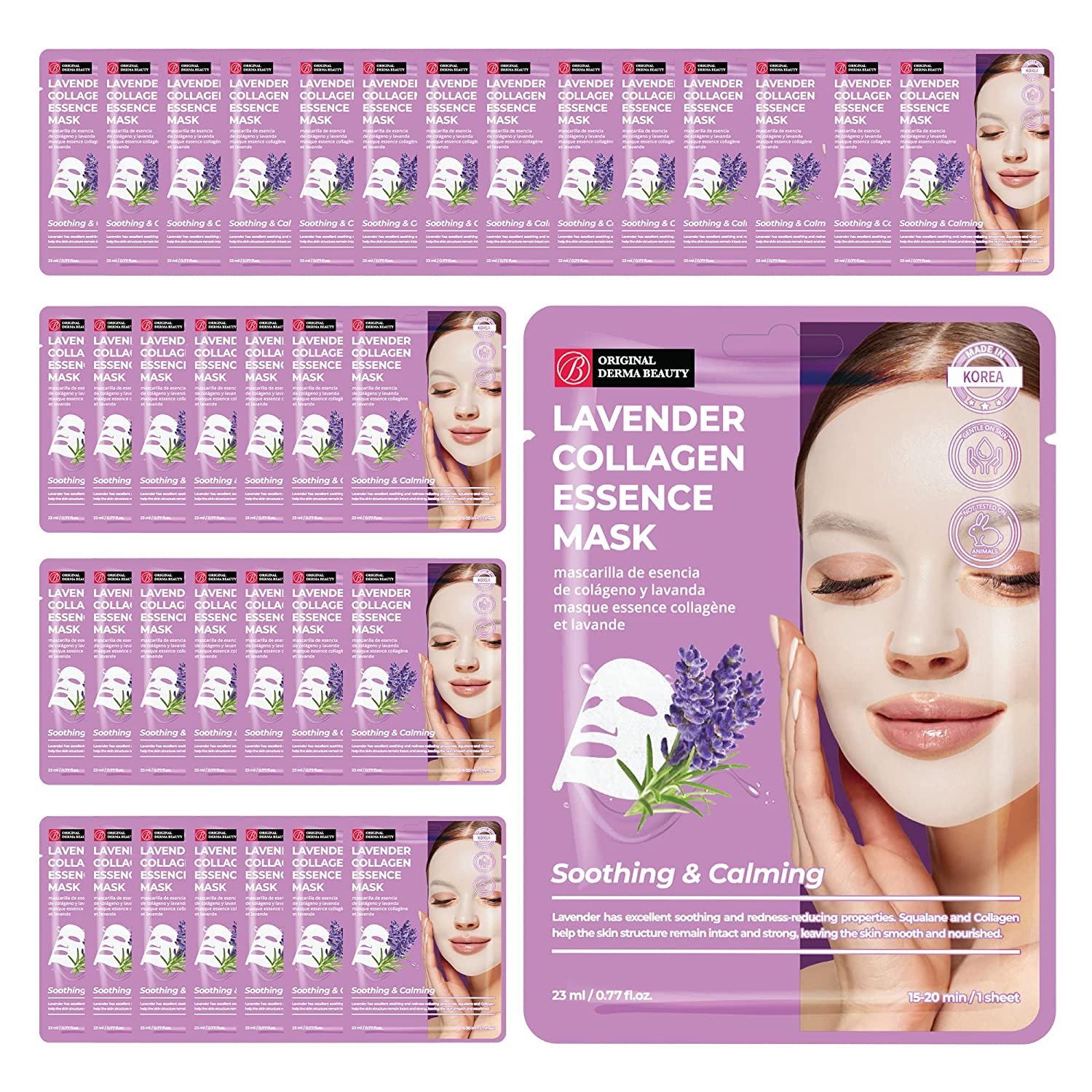 Original Derma Beauty 36 Pack Soothing & Calming Lavender Collagen