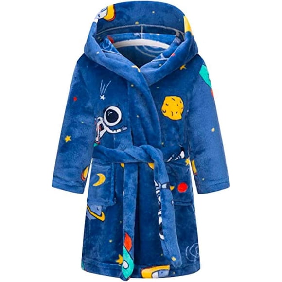 Albornoces para niños y niñas, batas de baño de felpa suave de forro polar coral con capucha para niños