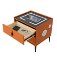 thumbnail image 4 of Orange Smart Nightstands with Fingerprint Lock Drawer, Wireless Charging Station, USB Port, Nightstand with 3 Color LED Lights and Speaker, Modern Wooden End Side Table 2 Drawers, 4 of 16