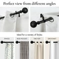 thumbnail image 6 of MERIVILLE 1" Single Curtain Rod Set, Adjustable 28-48 Inches, Ball Finials, Black, 6 of 10