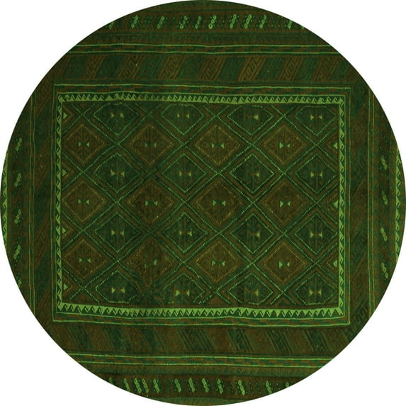 Ahgly Company Indoor Round Southwestern Green Country Area Rugs, 4' Round