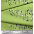 thumbnail image 2 of Soimoi Green Velvet Fabric Floral Love Quotes Text Print Fabric by Yard 60 Inch Wide, 2 of 3