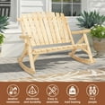 thumbnail image 3 of HOMEDIARY Outdoor Wood Rocking Bench, 2-Person Rustic Adirondack Log Rocker with Slatted Seat, High Backrest/Armrests, Double Wooden Patio Porch Rocking Loveseat for Garden Backyard Porch, Natural, 3 of 8