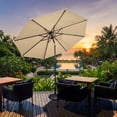 thumbnail image 5 of Biotree 10' Solar LED Lighted Patio Market Umbrella Shade Tilt Adjustment Crank-Beige Outdoor Backyard, 5 of 9