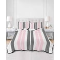 thumbnail image 3 of Pink Grey Striped Twin Size Down Alternative Comforter, Lightweight Comforter Quilt Bedding Set with Pillow Shams Gray Modern Abstract Art All Seasons Bed Comforter Duvet Insert 68"x86", 3 of 7