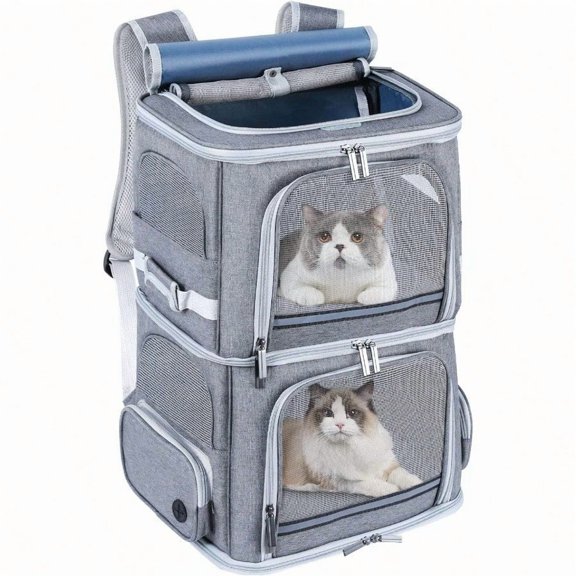 Double Cat Carrier For 2 CatsDog Backpack Carrier For Medium Dogs Double Compartment Pet Carrier Backpack For Dual Pets For Outdoor Traveling Stroll And Picnic