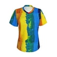 thumbnail image 2 of Uemuo Rainbow Colored Printed Women's Classic V-Neck T-Shirt - Soft, Breathable, Moisture-Wicking, Perfect for Casual, Office, Travel, and Everyday Wear-Small, 2 of 5