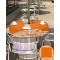 thumbnail image 5 of Hokiten Outdoor Tablecloths with Umbrella Hole & Zipper, Burnt Orange Geometric Round Tablecloth 54 Inch, Country Greece Key Art Waterproof Table Cloth, Patio/Pool/Picnic Table Covers, 5 of 7
