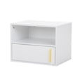 thumbnail image 5 of Canddidliike White MDF Nightstand, Modern Design, Swing Door Drawer, 2-Piece Set, Open Shelf, 16.7"L, 5 of 14