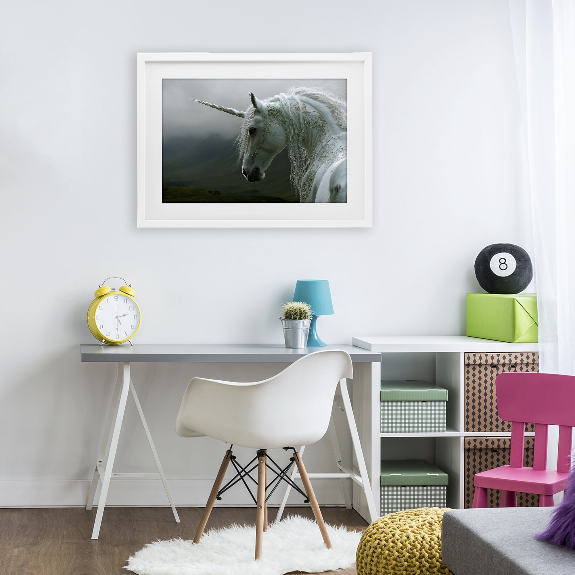 Stupell Industries Dreamy Celtic Unicorn White Framed Print Under Glass, design by The Wands Want