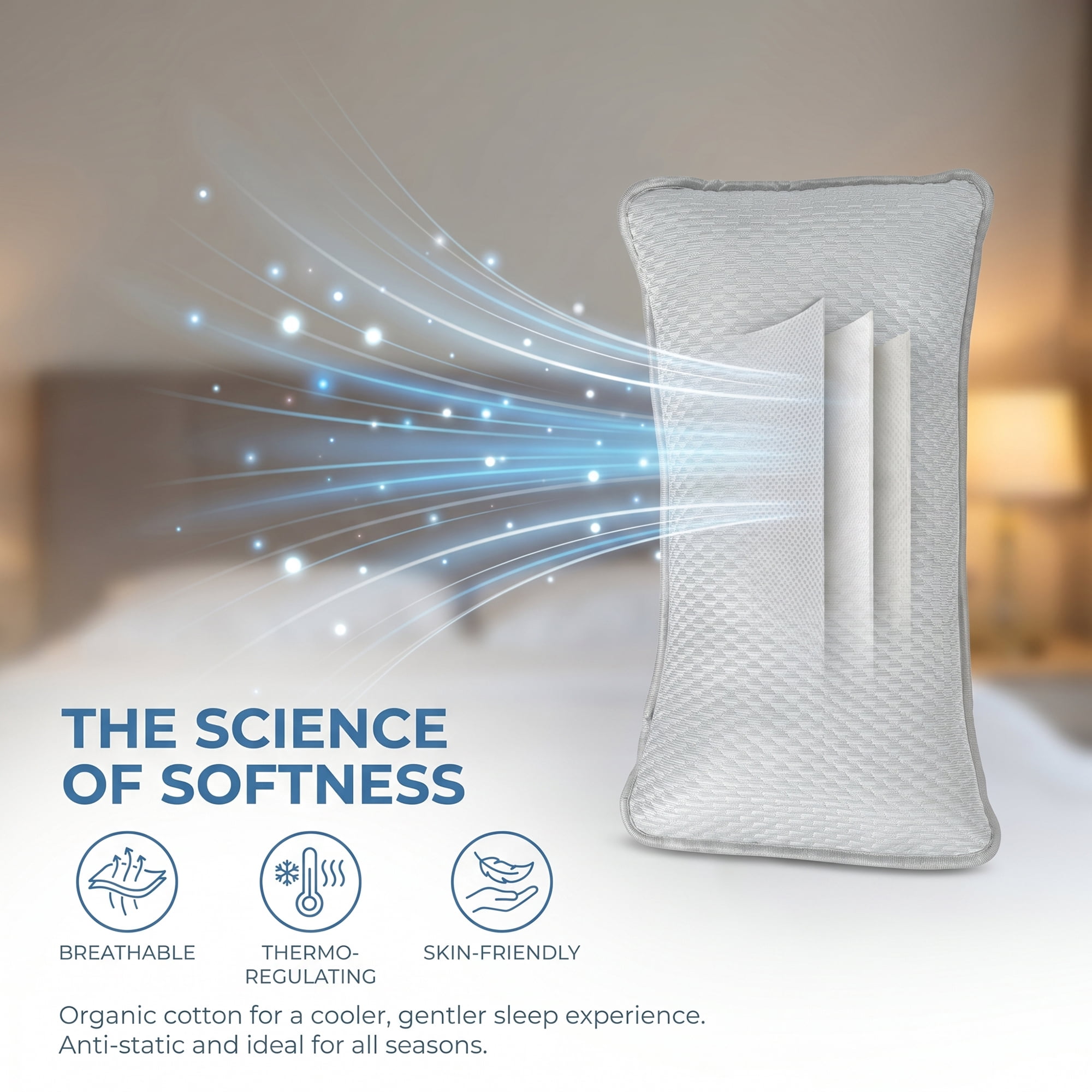 Unique Bargains Hypoallergenic Polyester Quilted Standard-size Pillow Protector Grey B
