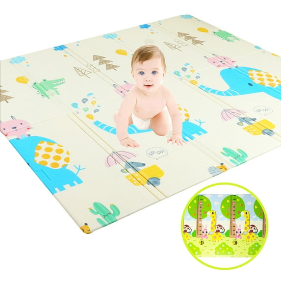 vocheer Foldable Baby Playmat, Large Double-Side Activity Foam Crawl Mat for Baby, 79" x 71"