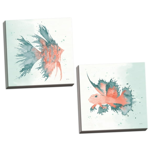Gango Home Decor Coastal Splash V & VI by Elyse DeNeige (Ready to Hang); Two 16x16in Hand-Stretched Canvases