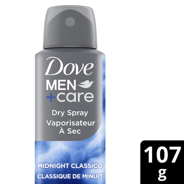 Dove Men+Care Dry Spray Antiperspirant Deodorant for a Long-Lasting Scent that Goes On Dry, Midnight Classico with 72H Protection, 107g