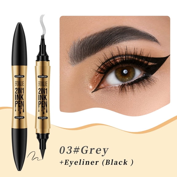 Double Head Eyebrow Pencil, Eyeliner Pencil, Four Pronged Double Head Mini Pen, Waterproof Sweat Resistant Long Lasting Eyebrow and Eyeliner Makeup Tool Ergonomic Design Easy To Use
