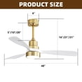 thumbnail image 6 of LUMAMIN 48” Ceiling Fan with Lights and Remote Control, Gold and Natural Wood Flush Mount & Downrod Mount Ceiling Fan with Reversible DC Motor for Bedroom or Living Room, 6 of 7