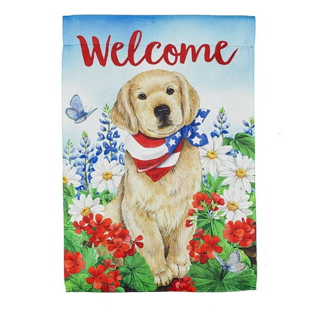 UPC: 0801946455998 | Evergreen Dog with Patriotic Bandana Garden Suede Flag 12.5 x 18 Inches Indoor Outdoor Decor