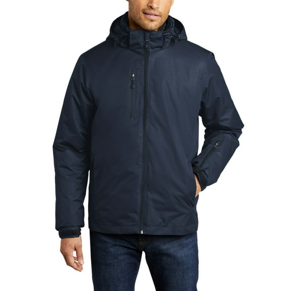 Just Blanks Vortex Waterproof 3-in-1 Jacket Detachable Hood With Drawcord And Toggles For Adjustability, River Blue Navy/ River Blue Navy, 4XL