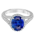 thumbnail image 3 of AoneJewelry Oval-Shape Created Tanzanite 2.00 Ct. Gemstone Diamond Ring In Solid Gold, 3 of 4