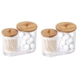 thumbnail image 1 of 2X Soporte de Almohadillas de Hisopo de Algodón con Tapas de Bambú, Soporte de Acrílico Qtip para Bastoncillos de Algodón, Dispensador de Bolas, Almohadilla Redonda de Algodón, 1 of 7