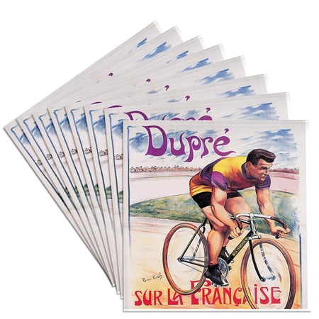 3dRose, Vintage Dupre Sur La Francaise Bicycles Advertising Poster, Set of 8 Ceramic Tile Coasters