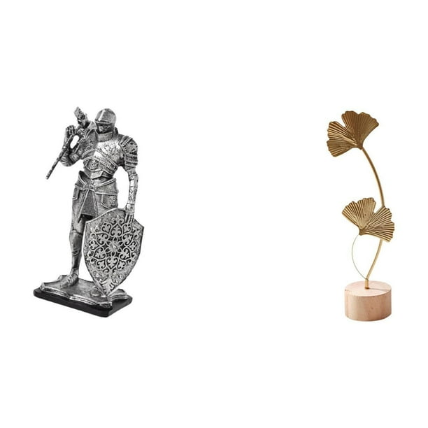 Figura de escritorio,Estatua de caballero,estatuilla,escultura,artesanía,decoración de escritorio,Escultura de hojas,Estatua de hoja de metal Escultura de hoja Decoración del hogar,Figura de