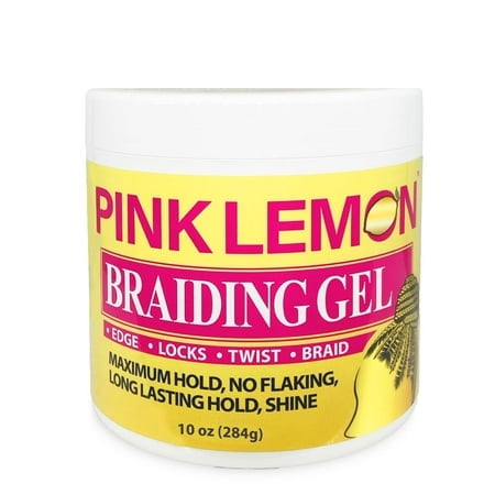 PINK LEMON Braiding Gel (10 oz) - Maximum Hold, No Flaking, Long Lasting Hold, High Shine. For Micro, Inter, Dread, Faux, Loc, Twist, Braid, Edge.