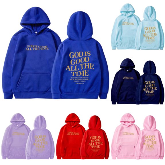 Tanghaowl Women's Sweatshirt Casual Reversible Letter Print Long Sleeve Hoodie with Pocket and Soft Breathable Material Blue1 XL