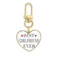 thumbnail image 1 of Mejor novia nunca citar corazon Llavero de metal en forma de corazón dorado, 1 of 3