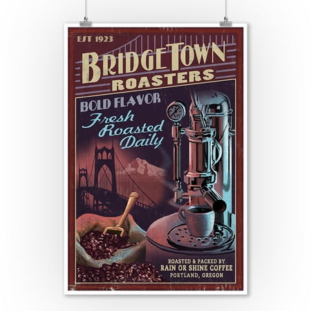 Portland, Oregon - Coffee Roasters Vintage Sign - Lantern Press Artwork (9x12 Art Print, Wall Decor Travel (Top 5 Best Coffee Roasters In Portland)
