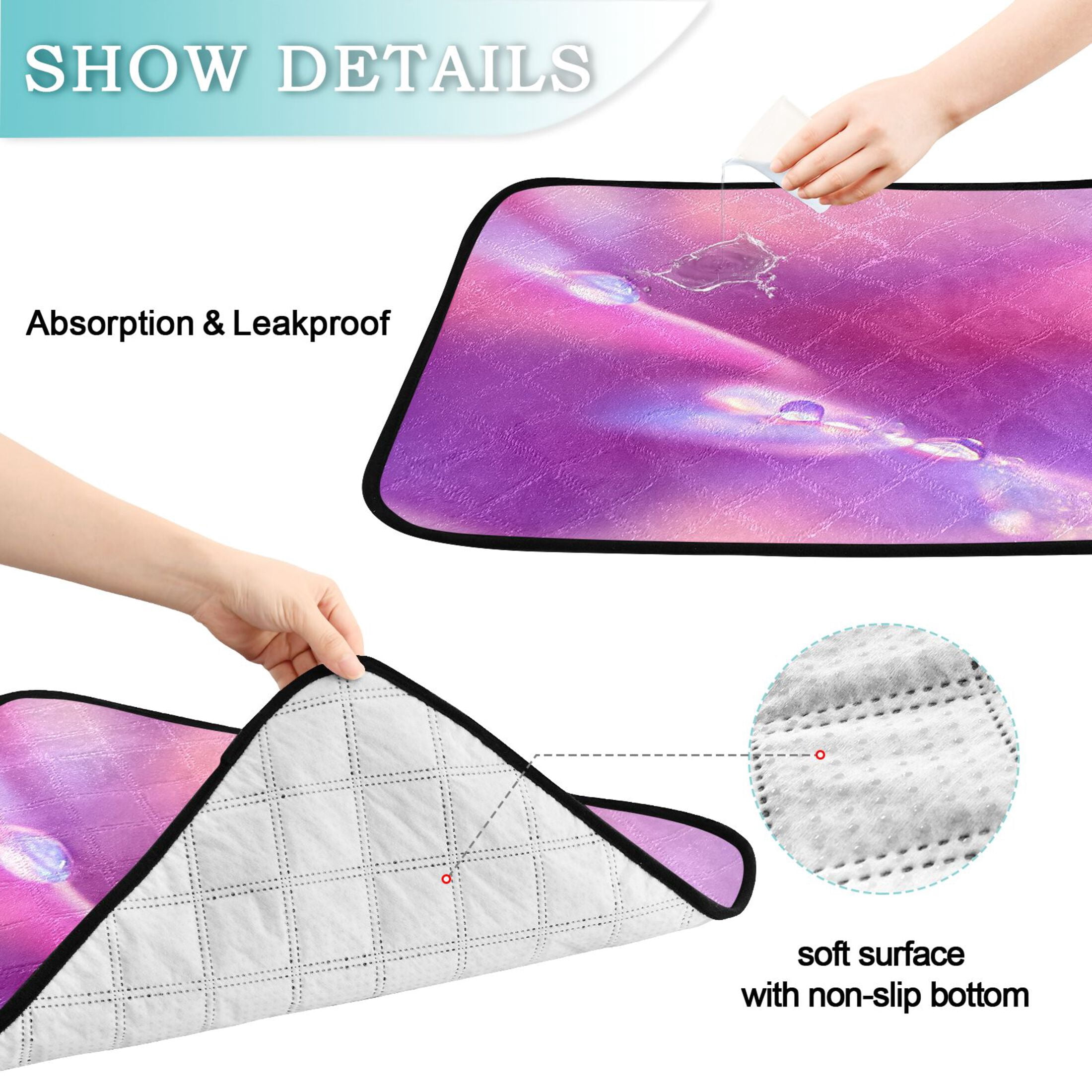 Washable Pet Pee Pads with Super Absorbent Reusable Training Pads for Dogs & Cats Pink Petal