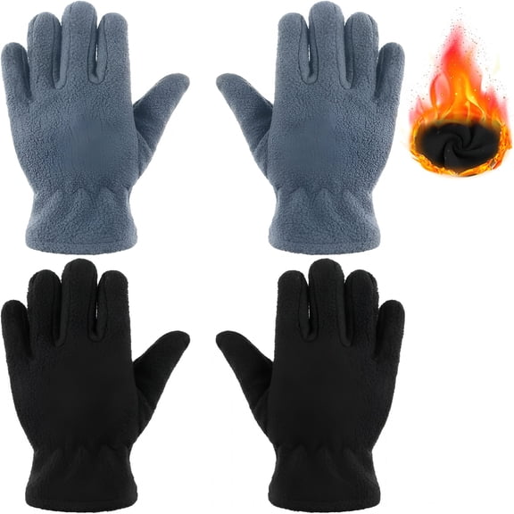 TELOLY 2 Pairs Kids Fleece Gloves Boys Full Fingers Gloves Girls Warm Kids Gloves Kids Winter Gloves Toddler Fleece Mittens