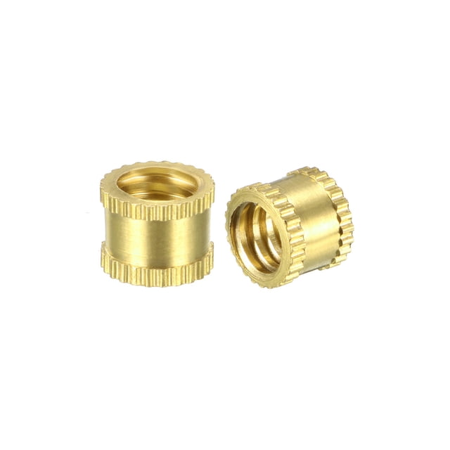 Unique Bargains 1/4'-20 x 6mm(L) x 8mm(OD) Female Thread Brass Knurled Threaded Insert Embedment Nuts, 10 Pcs