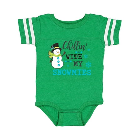 

Inktastic Chillin with my Snowmies with Snowman Clip Art Gift Baby Boy or Baby Girl Bodysuit
