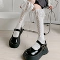thumbnail image 2 of Cute Lace Trim Socks for Girls Women Stylish JK Calf Socks Cute Tie Up Cotton Socks Knee High Socks Boot Stocking, 2 of 8
