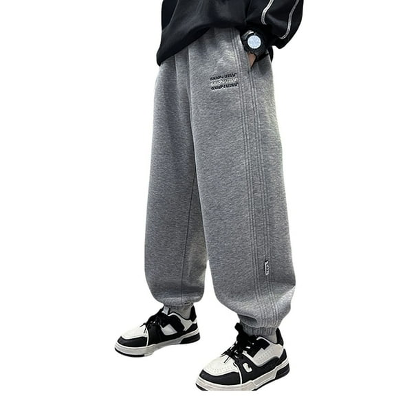QHFBli Boys Baggy Sweatpants Y2k Side Striped Track Pants Drawstring Waist Wide Leg Straight Streetwear Lounge Pants with Pockets