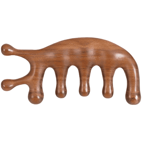 Natural Sandalwood Scalp Massager Comb, Wooden Massage Tool, Five-Meridian Head Facial Body Relaxation, Stimulating Circulation, Promotes Restful Sleep, Versatile Wellness Support
