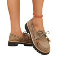 thumbnail image 5 of Willtoo Women's Suede Platform Chunky Heel Loafers Beaded Lace Up Comfortable Shoes Round Toe Anti-Slip Walking Shoes Casual Slip On Fashion Shoes, 5 of 5