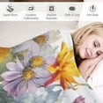 thumbnail image 3 of HENGT  Flower Floral Blanket Gifts for Women Kids Girls Colorful Spring Flowers Green Plant Leaves Room Decor Super Soft Plush Throw Blanket for Birthday Christmas White, 3 of 6