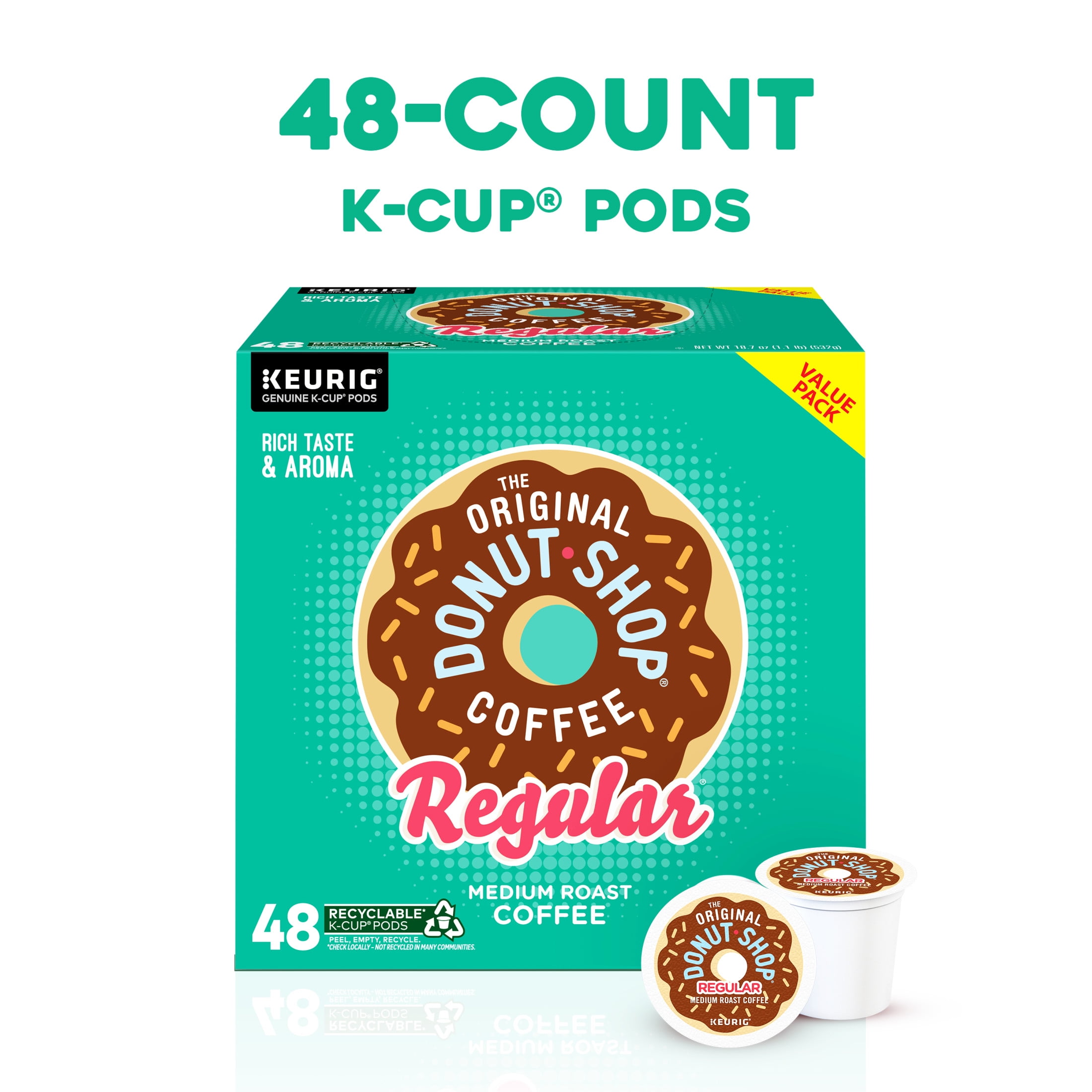 The Original Donut Shop, Regular Medium Roast K-Cup Coffee Pods, 48 Count