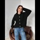 thumbnail image 4 of Suéteres de Larga con Cuello Redondo y Botones para Mujer, Cárdigan Grueso con Abertura Frontal, Otoño 2025 Negro M, 4 of 6