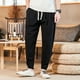 thumbnail image 1 of Pantalones largos para hombre, moda de verano, lisos, informales, con cintura elástica y bolsillos, 1 of 8