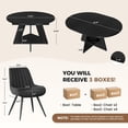 thumbnail image 2 of Hawsaiy 7 Piece Extendable Dining Table Set for 6, 47.24"-63" Round to Oval Kitchen Dining Room Table with Storage Shelf & Upholstered Dining Chairs, Modern Wood Dining Table Set for Apartment, 2 of 11